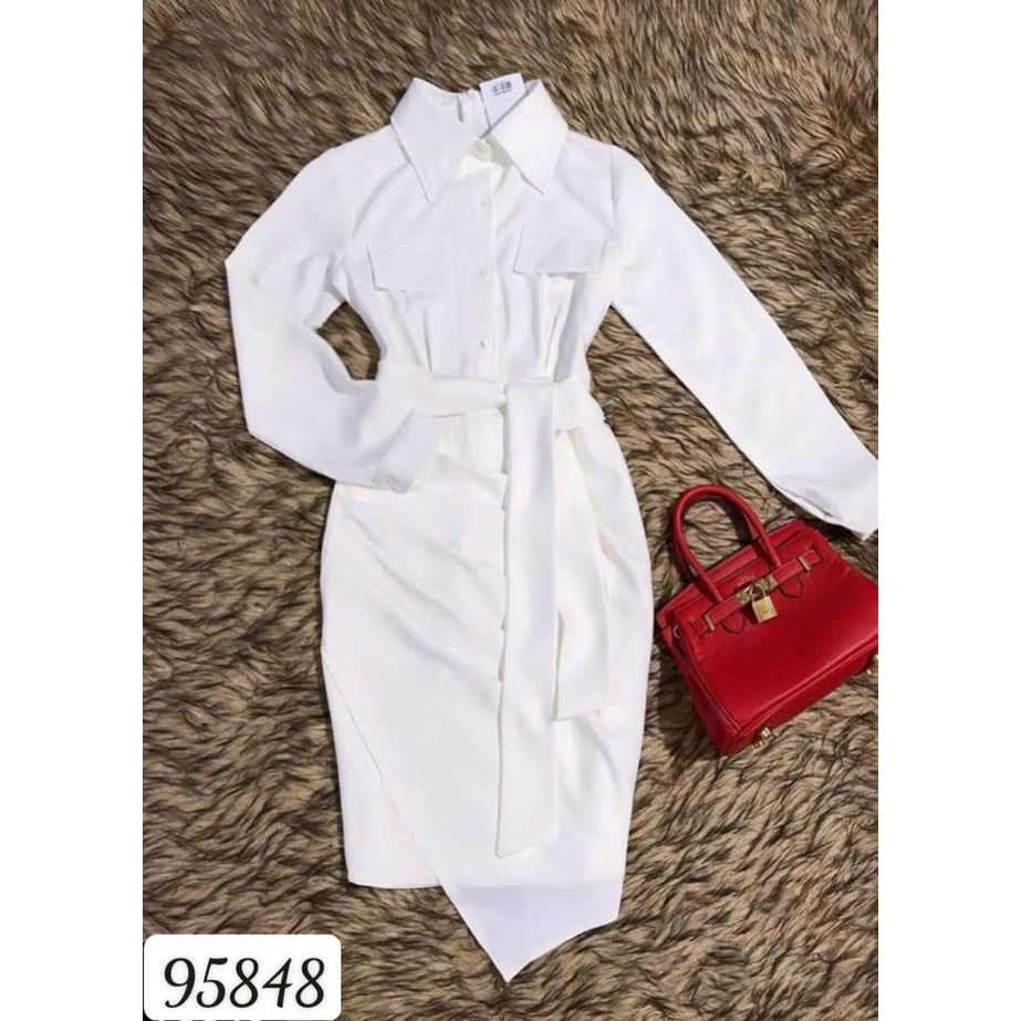 (HCM) ĐẦM ÔM CỔ SƠ MI DỰ TIỆC TRẮNG SANG TRONG NỔI BẬT CÓ SIZE XXL