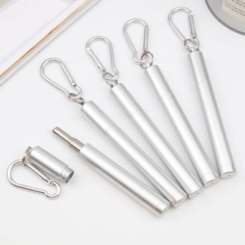 Ống hút Inox nhỏ gọn vỏ màu TRẮNG nhẹ nhàng, trang nhã, phong cách Hàn Quốc, bảo vệ môi trường - Shop Tiện Ích Vượt Trội