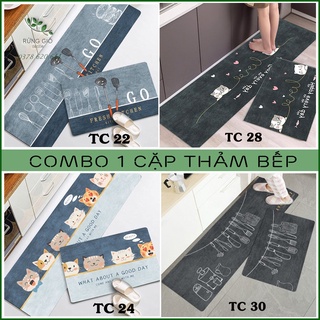 1 cặp THẢM BẾP DẠ ÉP THẤM HÚT NƯỚC (40*60+40*120cm), CHỐNG TRƠN TRƯỢT