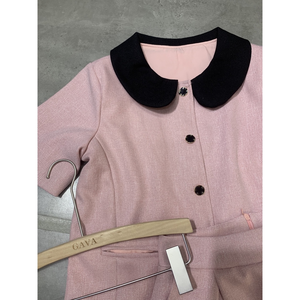 Sét tweed nữ cộc tay chất dạ Hàn mềm mịn phối quần tiểu thư