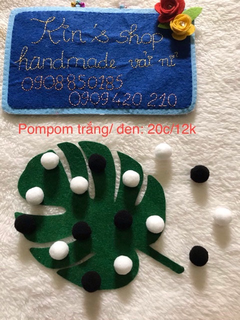 Pom pom, cục bông nhiều màu dùng trang trí sản phẩm handmade độc lạ, phụ liệu may mặc