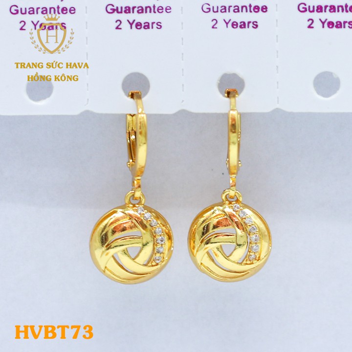 Bông Tai Titan Nữ, Khuyên Tai Dáng Dài Đính Đá Xi Mạ Vàng Non 24k - Trang Sức Hava Hong Kong - HVBT73