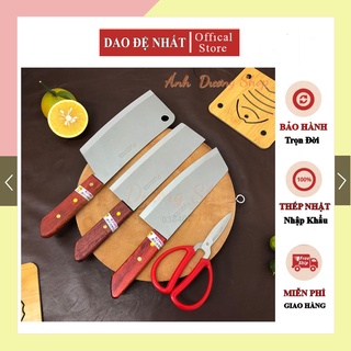 Bộ dao kéo nhà bếp Thái Lan Kiwi Brand dao chuyên thái gọt củ quả chặt xương làm từ thép không gỉ cán gỗ
