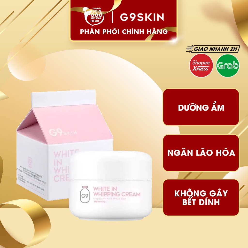 Kem Dưỡng Trắng Nâng Tông Cho Làn Da Vàng, Xỉn Màu G9skin White In Whipping Cream 50g