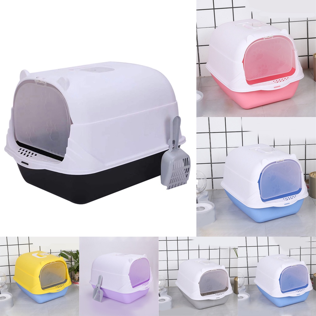 Nhà vệ sinh cho mèo có nắp siêu dễ thương lớn được bọc kín hoàn toàn với cửa(51*37*36cm)