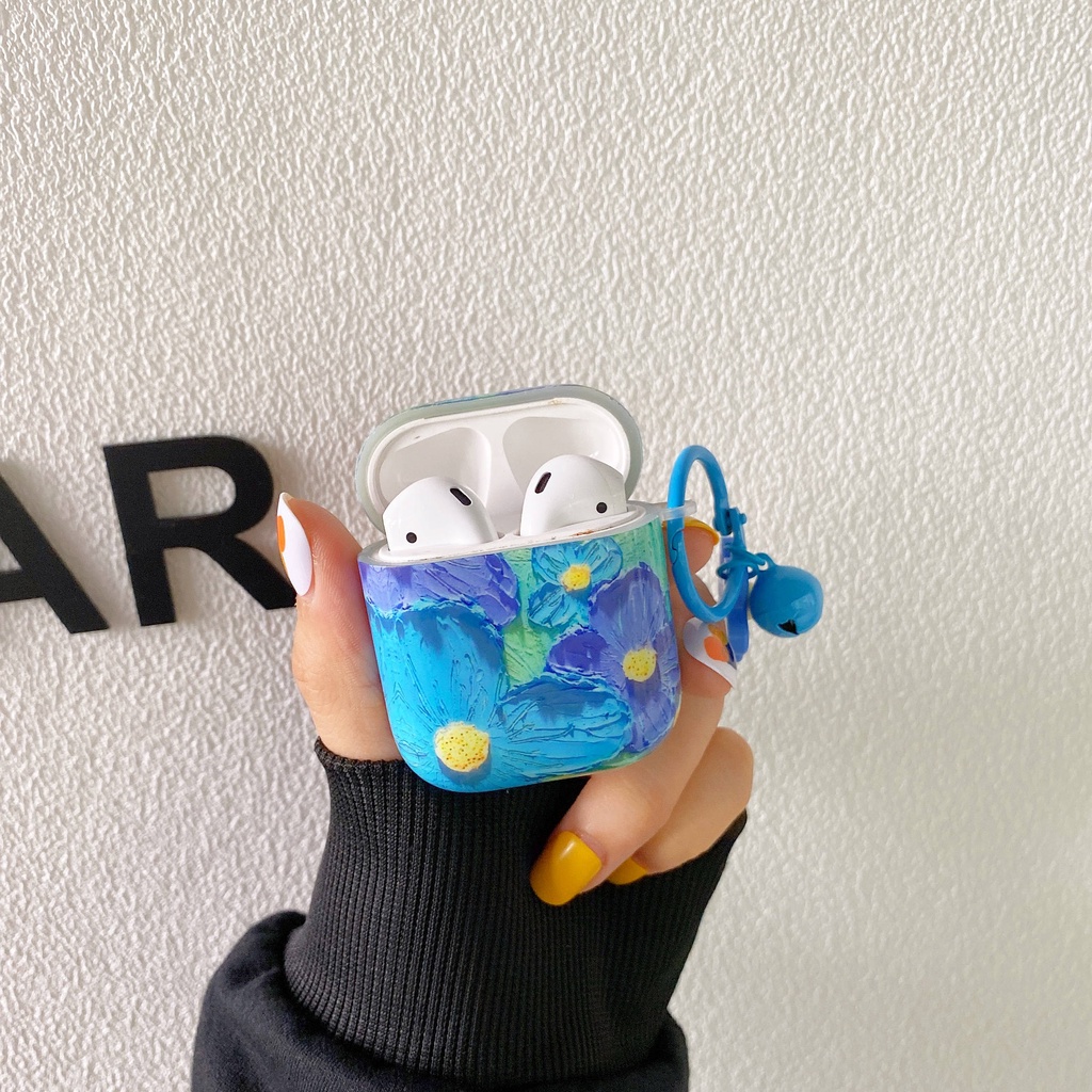 Vỏ Bảo Vệ Hộp Sạc Tai Nghe compatible AirPods3 / 3 Pro / 2Gen Họa Tiết Tranh Sơn Dầu Hình Hoa Cao Cấp