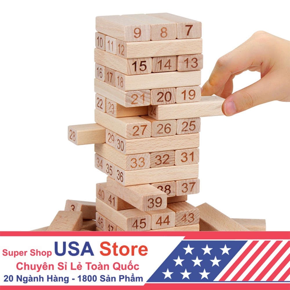 Bộ Đồ Chơi Rút Gỗ 54 Thanh – Xếp Hình Domino Xả Stress USA0001