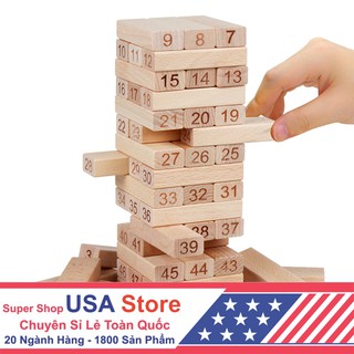 Bộ Đồ Chơi Rút Gỗ 54 Thanh - Xếp Hình Domino Xả Stress USA0001