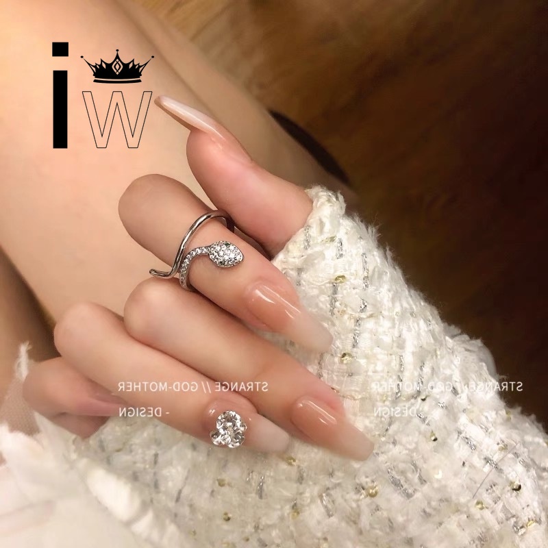 Nhẫn hợp kim hình rắn đính đá thời trang cho nữ