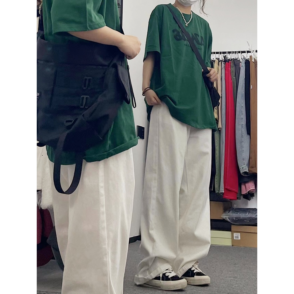 Quần ống rộng Lưng Cao 3 Màu Sắc Lựa Chọn Phong Cách retro Mỹ Cho Nữ