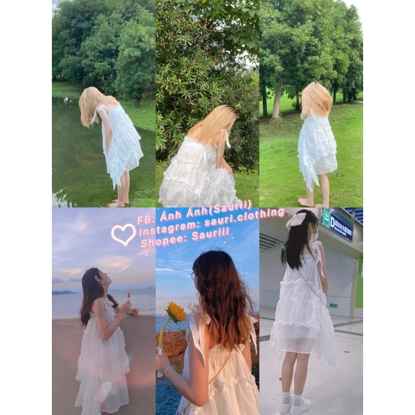 SẴN🖤Đầm Công chúa 3lớp LOẠI 1 bèo nhún váy tiểu thư vintage 2 dây/Váy trắng xinh babydoll/Váy bánh bèo ulzzang retro