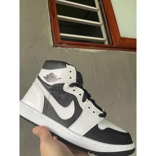 Giày JORDAN 1 cao cổ trắng đen , giày sneaker JODAN JD1 high panda Xám khói , giày thể thao hot hit full box
