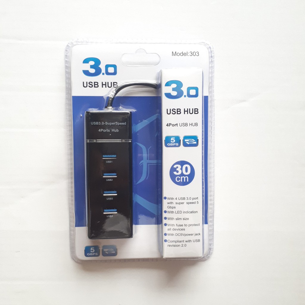 Bộ chia 4 Cổng USB 3.0 Dây Dài 30cm - HUB USB 3.0 4 Port