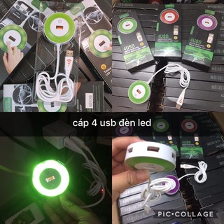 Hub 4 Cổng Usb Đèn Led 1 Chạm - Computer Car Usb Charge