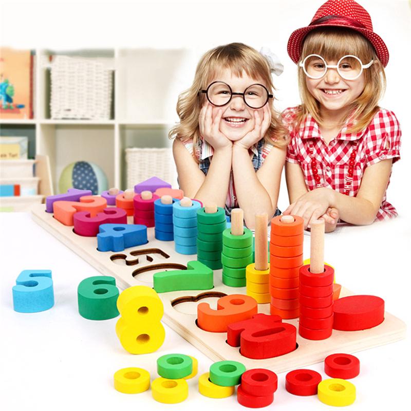 Children Wooden Montessori Learning To Count Numbers Matching Early Education