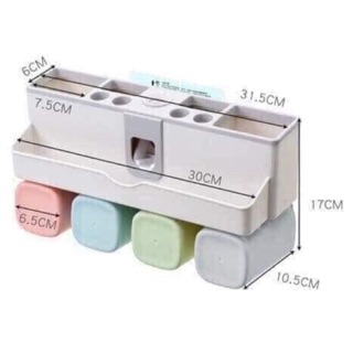 Kệ nhả kem đánh răng 4 cốc nhựa lúa mạch