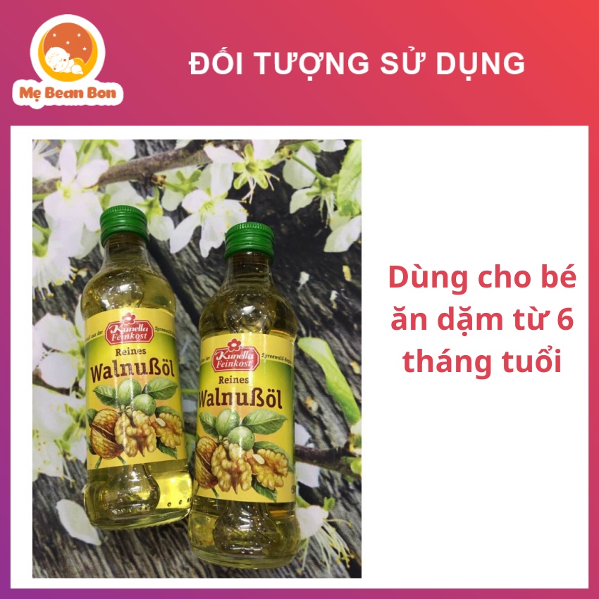 Dầu Ăn Dặm cho bé từ 6 tháng Óc Chó Đức Walnubol 100ml với chiết xuất 100% từ quả óc chó tự nhiên giúp bổ sung omega-3