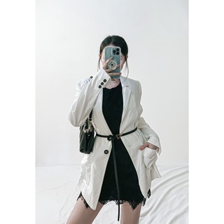 Vest blazer trắng tay 3 nút