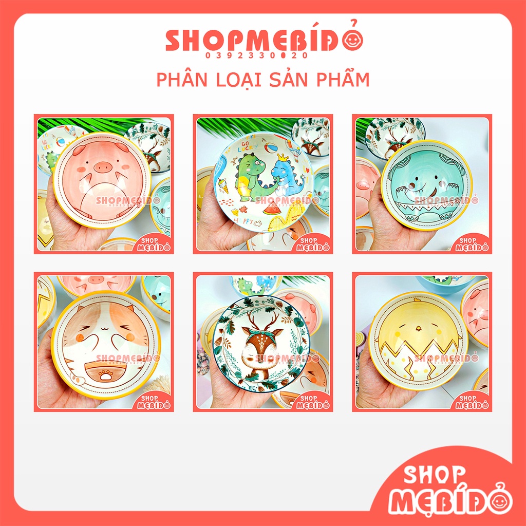 Chén Ăn Dặm Gốm Sứ Bát Ăn Cơm Hình Thú Ngộ Ngĩnh 250ML Shop Mẹ Bí Đỏ