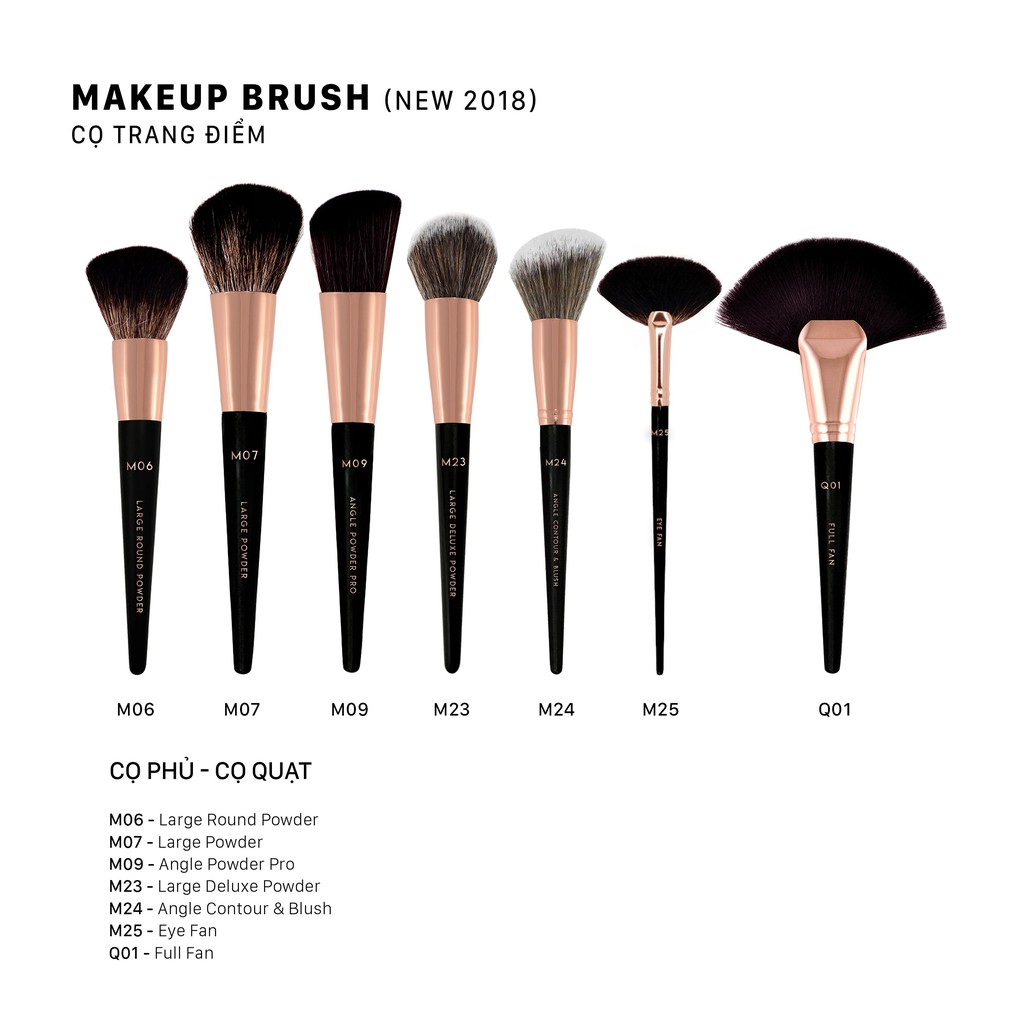 Cọ Trang Điểm Vacosi Makeup Brush Các Loại (Cọ Má, Mắt, Môi, Mũi ...)