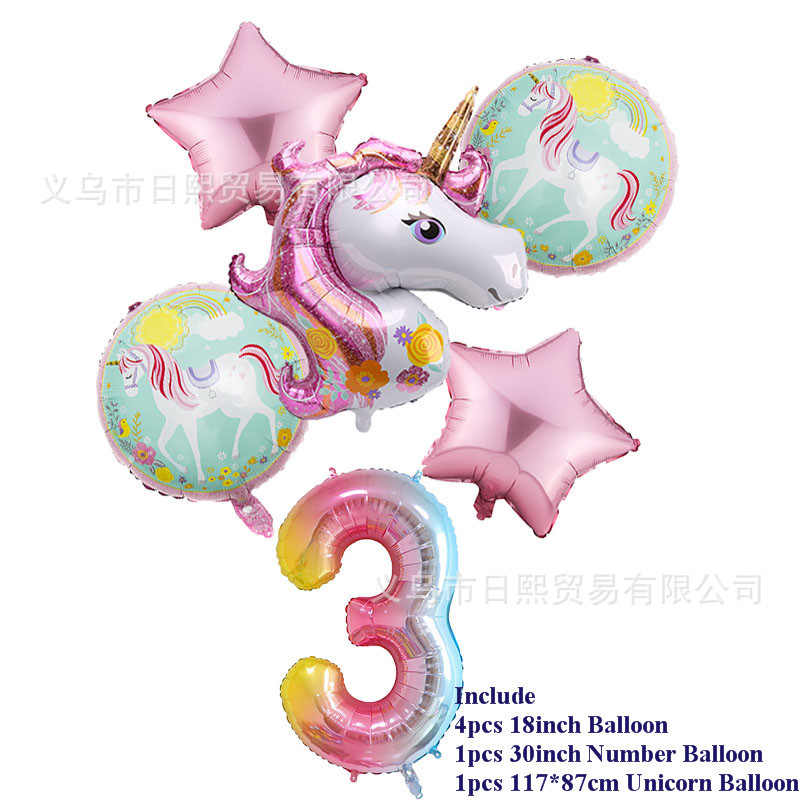 Set 6 Bong Bóng Hình Kỳ Lân 32inch Dùng Để Trang Trí Tiệc Sinh Nhật