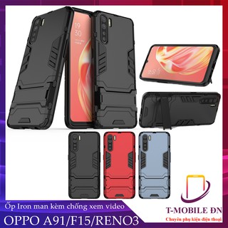 FREESHIP 50k_Ốp lưng Oppo A91 F15 Reno 3, Ốp IRON MAN chống sốc có giá đỡ cho Reno3 A91 F15