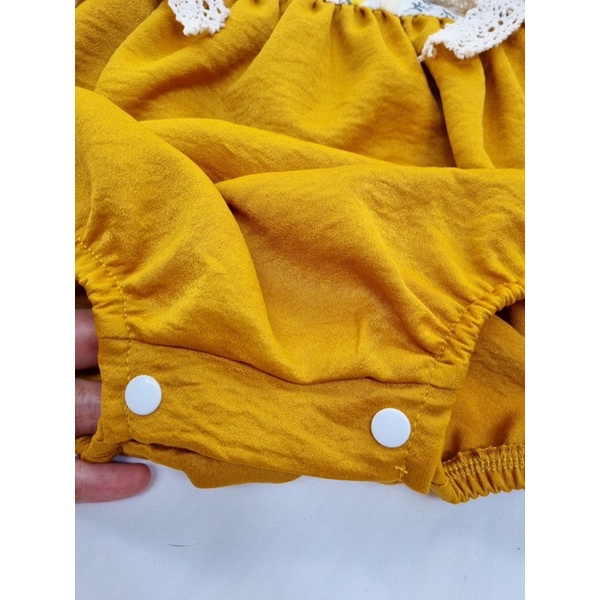 Bodysuit Quả Vàng Cho Bé Gái Sơ Sinh 0-12 Tháng Kèm Turban, Bodychip Đầy Tháng, Bộ Đồ Liền Thân, Đầm Thôi Nôi