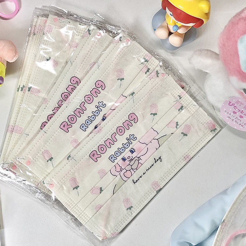 Set 10 Khẩu Trang 3 Lớp Họa Tiết Hoạt Hình Dễ Thương Dành Cho Người Lớn