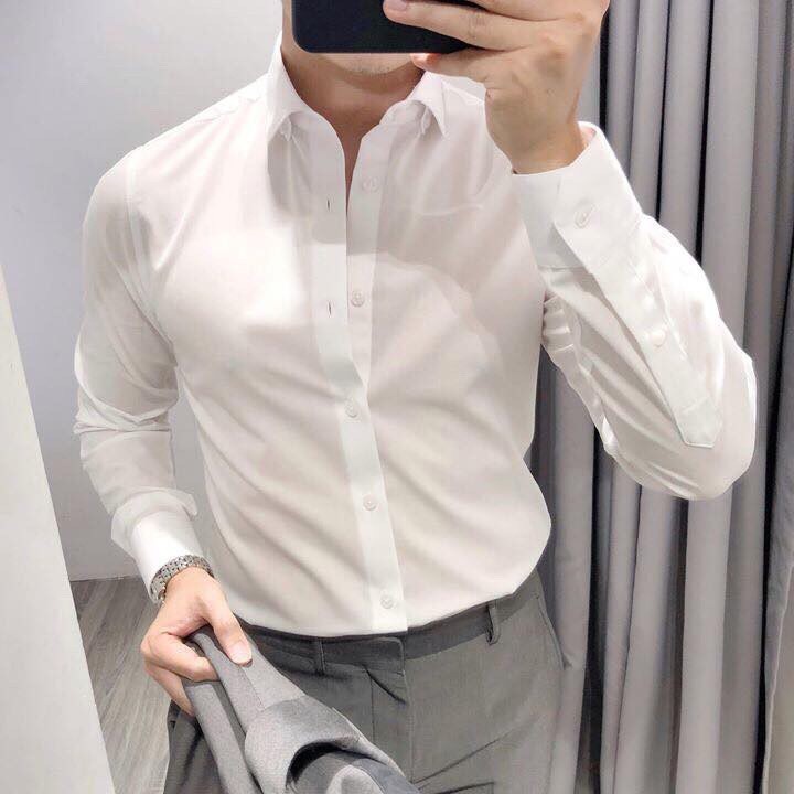 Áo sơ mi Nam BIGSOP Trắng dài tay dáng hàn quốc
