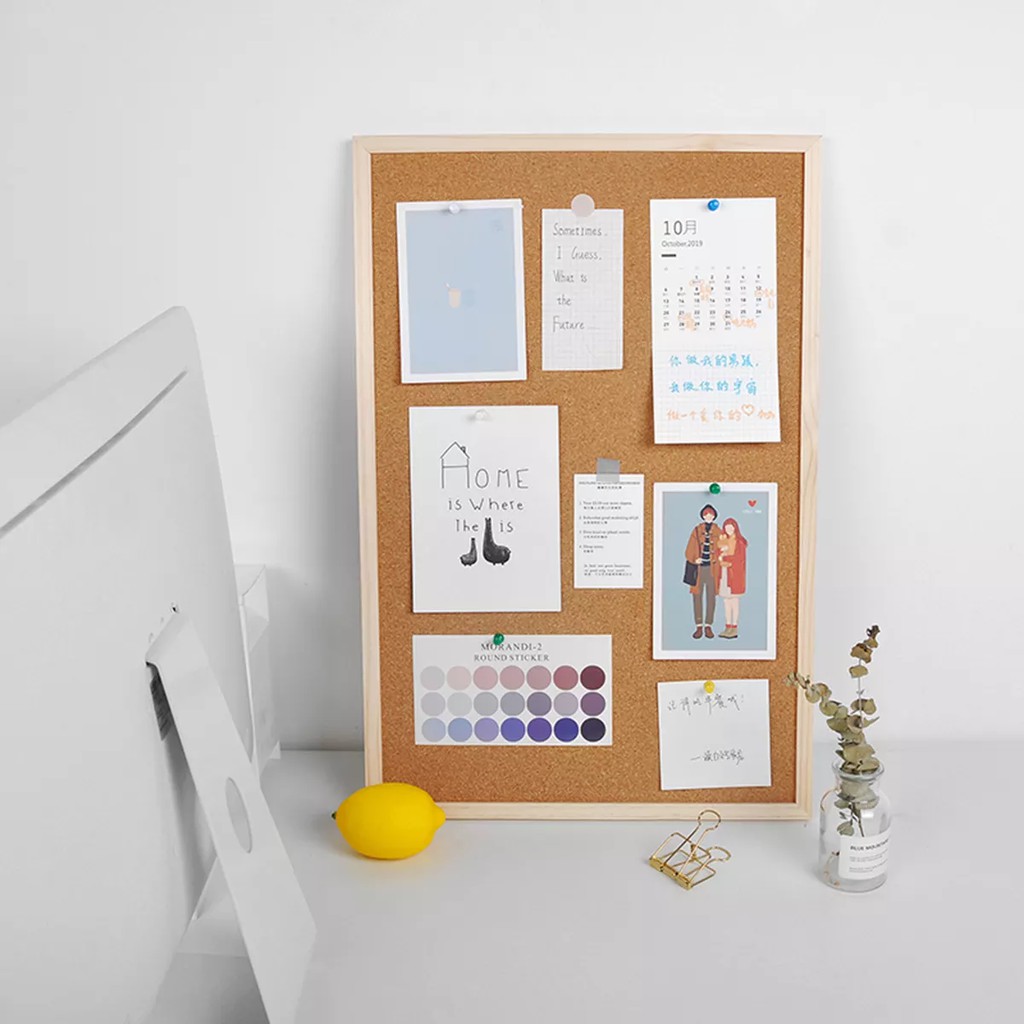Ghim Bảng Nút Chai Bảng Mạch Corkboard Khung Gỗ Dán Tường Hình Ghi Nhớ Lớn Thông Báo_123Lifevn
