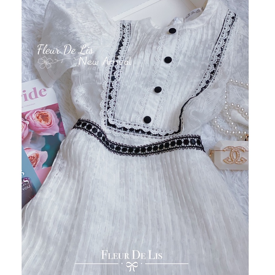 Mei Dress - Váy trắng cổ ren tiểu thư