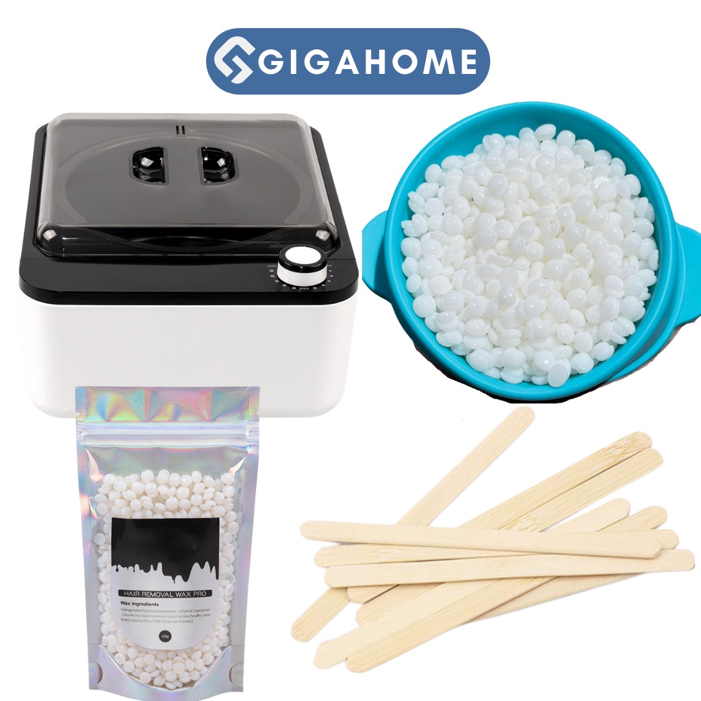 Combo Nồi Nấu Sáp Wax Lông Chống Dính + 100gr Sáp Cao Cấp Tặng Kèm 5 Que Gỗ GIGAHOME