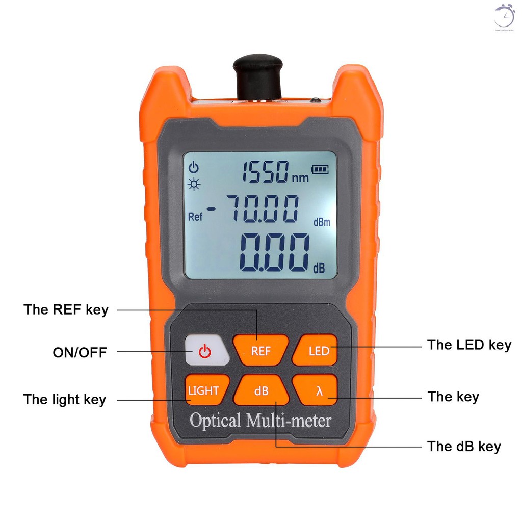 Máy đo công suất quang mini cầm tay 8 bước sóng kiểm tra cáp quang FTTH có đèn LED Optical power meter High-precision optical fiber tester Optical attenuation tester Timed shutdown Optical power meter New optical power