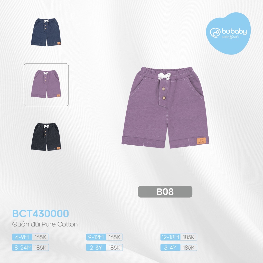 Quần đùi Pure cotton Bu baby cho bé 6 month - 4 years