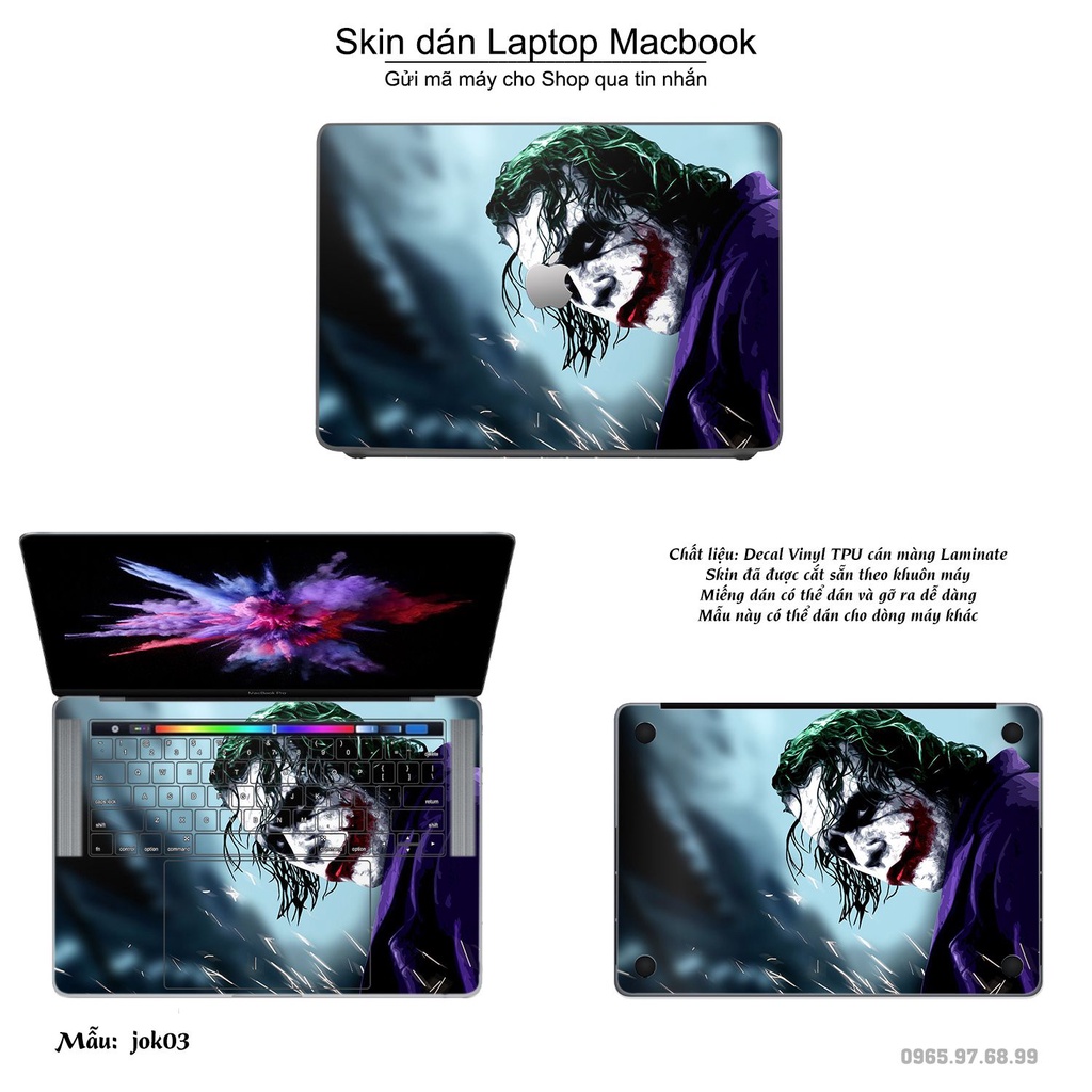 Skin dán Macbook mẫu Joker (đã cắt sẵn, inbox mã máy cho shop)