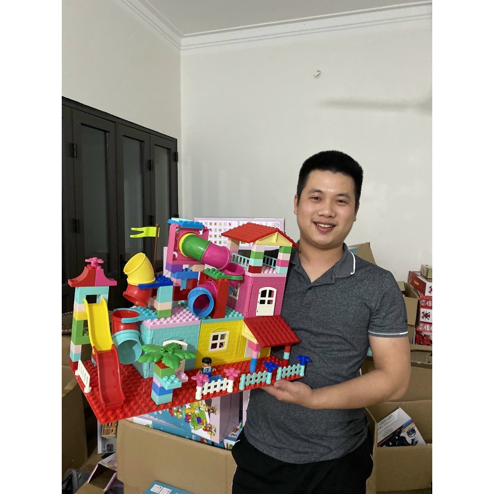 Bộ lego 170 chi tiết ngôi nhà hạnh phúc Vinakidstoys VNKT012 | Đồ chơi Việt Nam