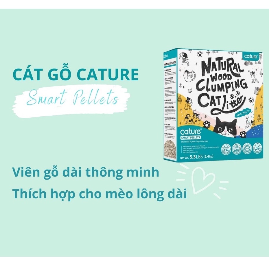 Cát Gỗ Cature 5.3L Cát vệ sinh mèo đổ được bồn cầu