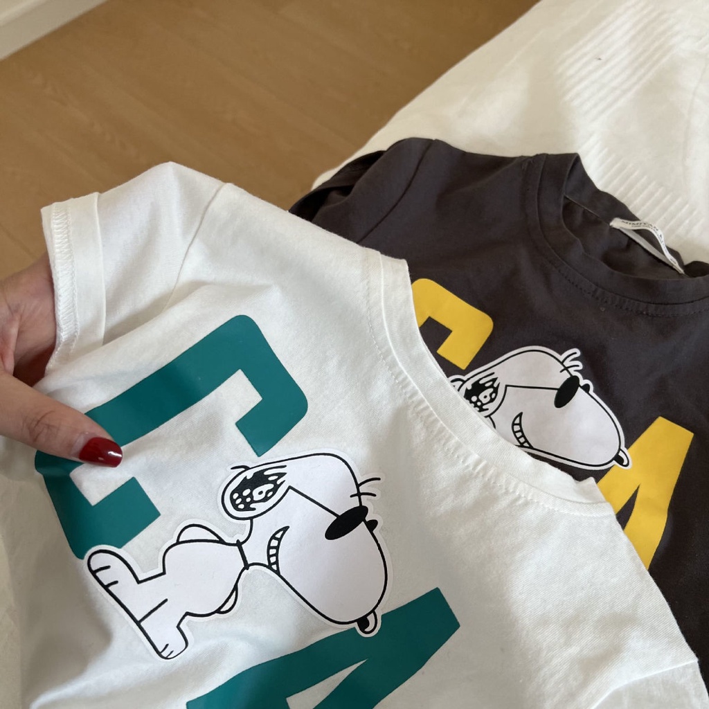 MNGRL Áo Thun In Hoạt Hình Bức Thư Cotton Hàn Quốc Mùa Hè Cho Bé Trai