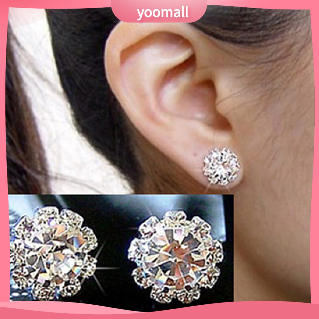 Khuyên tai họa tiết hoa đính đá thời trang cho nữ