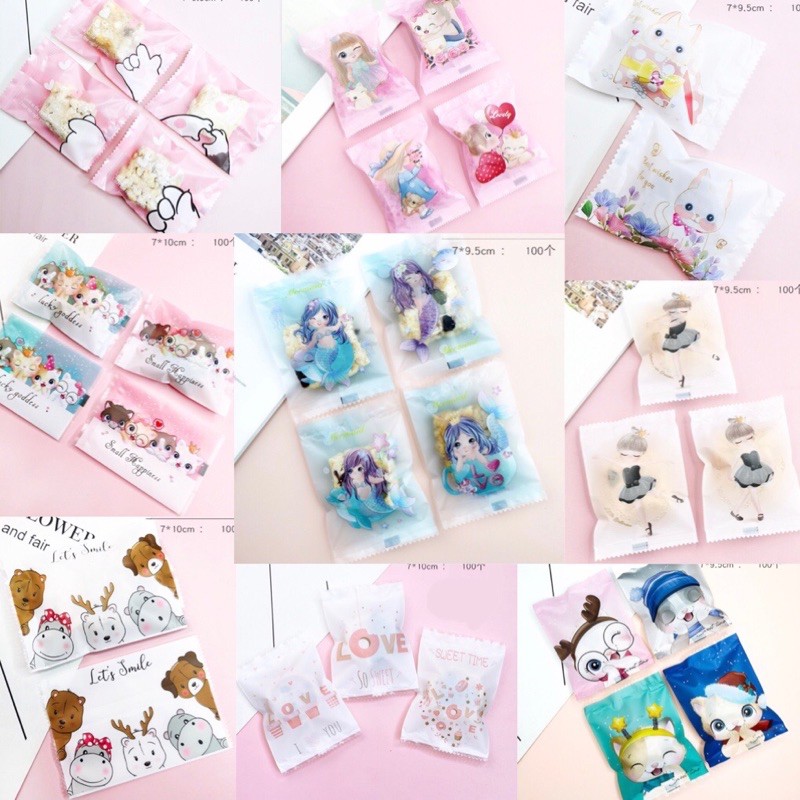 Túi nhựa đựng bánh dứa, cookie 100 cái nhiều mẫu