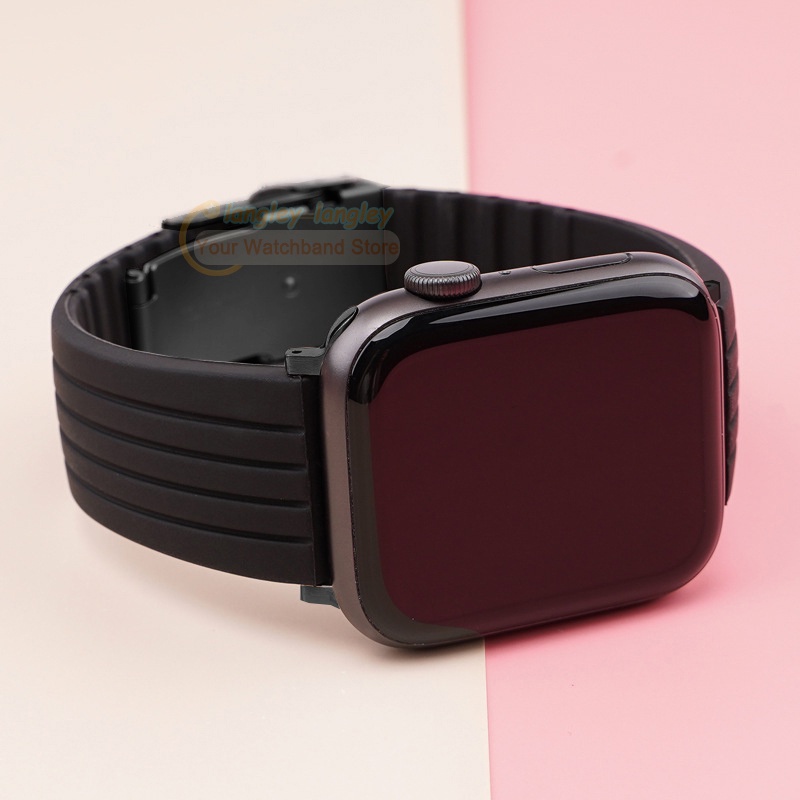 Dây Silicone Thay Thế 44mm 42mm 40mm 38/41 Cao Su Cho Đồng Hồ Apple Watch 6 SE 5 4 7 45mm