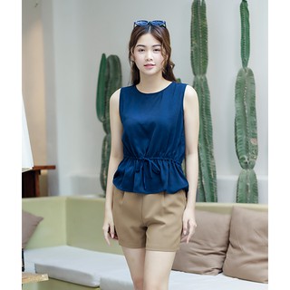 [Mã FASHIONMALLT4 giảm 15% đơn 150k] Áo kiểu nữ Callia Suri top cổ tròn (Xanh đen)
