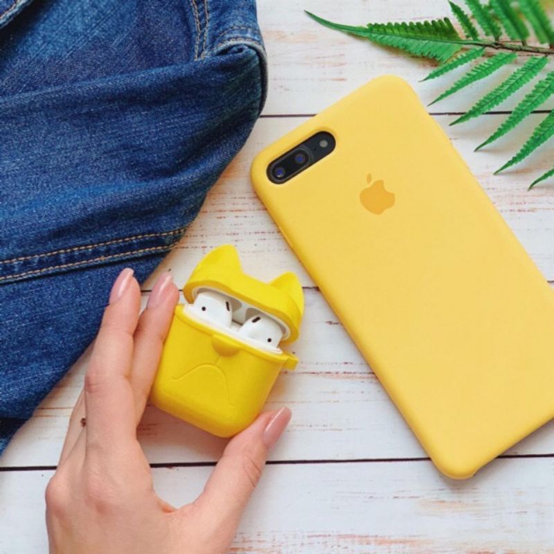 Ốp Lưng Iphone - Ốp Lưng Logo Táo Lót Nỉ Chống Bẩn Chống Trầy Màu Vàng - Dành Cho Đủ Dòng iPhone