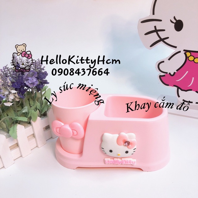 Khay cắm bàn chải kem đánh răng Kitty và Mon