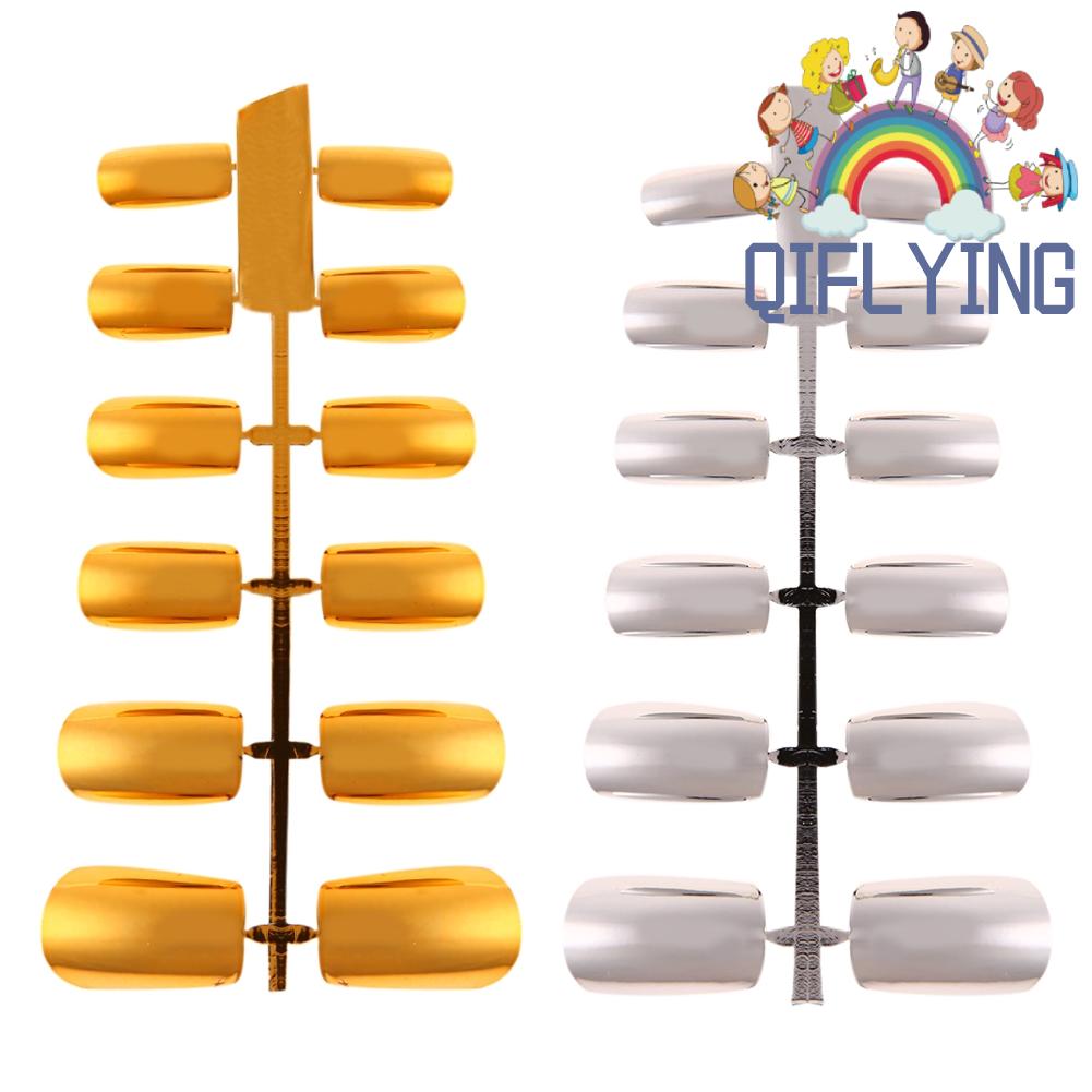 12pcs Nail Art Stickers Applique Full Gold Silver Cover Patch Foils Paste