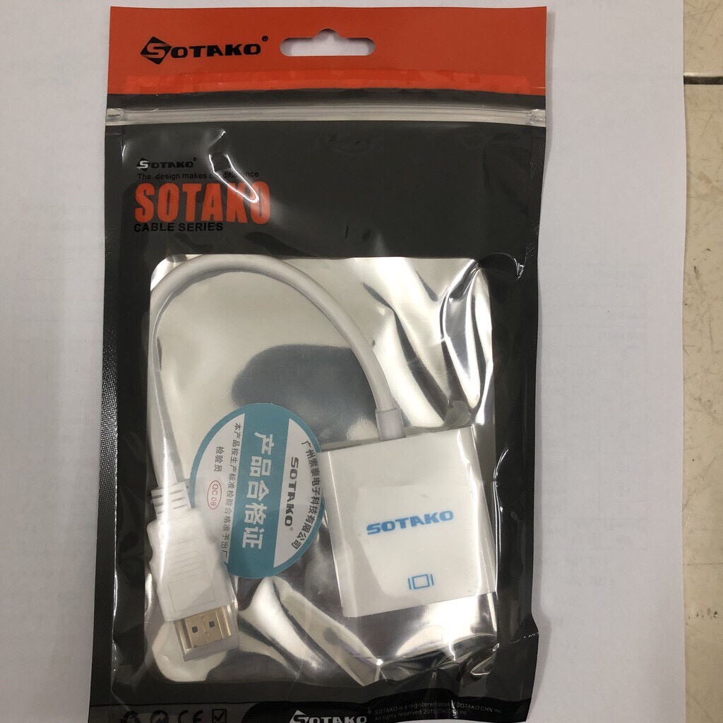 Cáp chuyển đổi HDMI To VGA (Đen/Trắng) SOTAKO