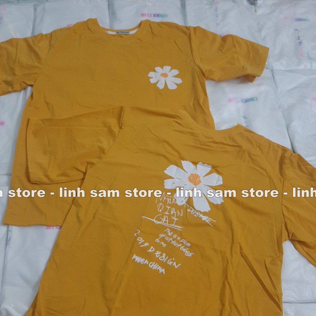 Áo thun tay lỡ nữ freesize phông form rộng Unisex, mặc lớp, nhóm, cặp in hình HOA CÚC CHỮ KÝ GD | BigBuy360 - bigbuy360.vn