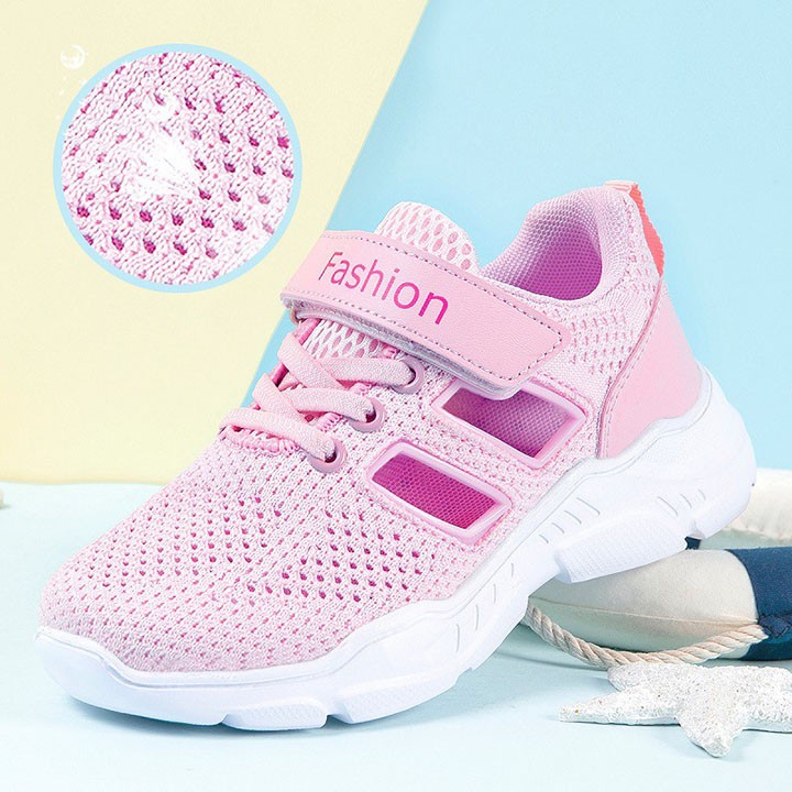 Giày thể thao cho bé gái từ 3-12 tuổi màu hồng phong cách Hàn PD424