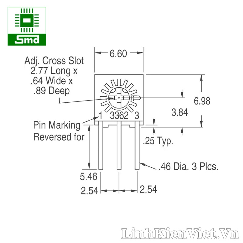 Biến Trở Vuông 3362W Chiết áp nhựa vuông loaị đứng 3362 W Triết áp 501 102 502 103 503 1K 2K 5K 10K