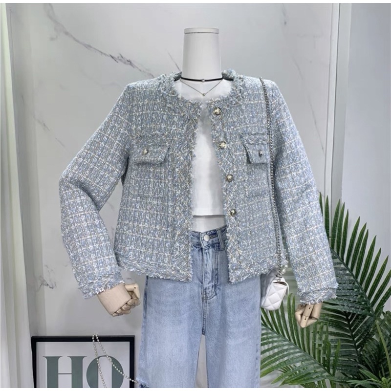 Áo Dạ Tweed Cúc Đồng Ba Màu Siêu Xinh Phong Cách Tiểu Thư QCCC _ Hàng ORDER